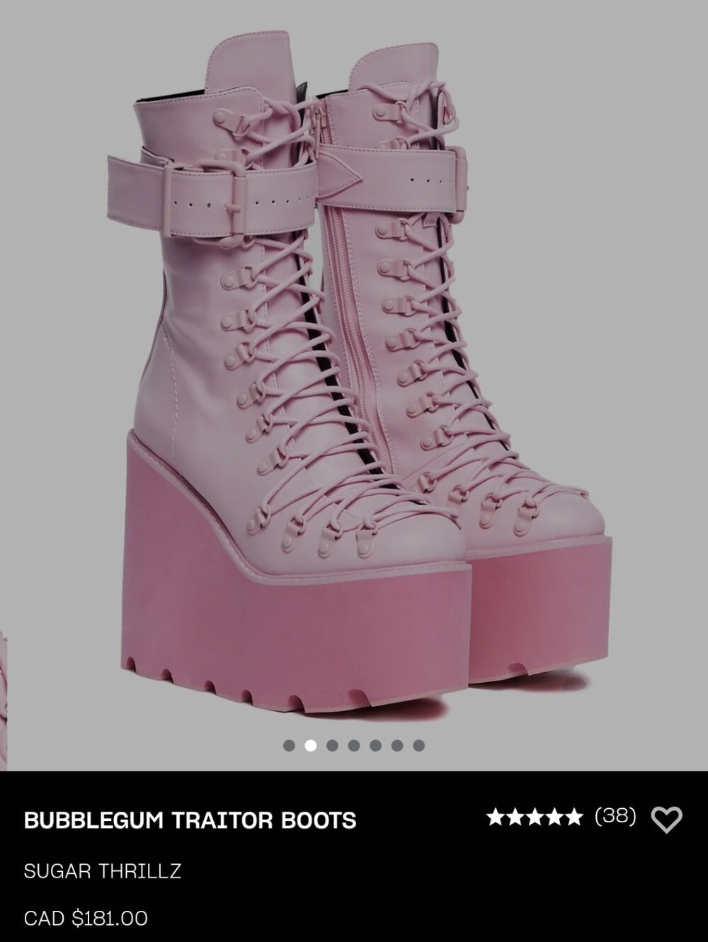 Sugar Thrillz Pale Pink Platform Lace-Up Boots